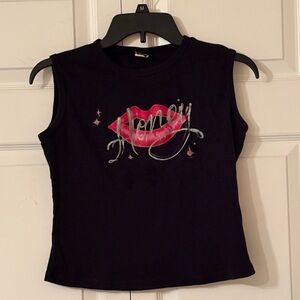 Black Tank Top with Pink Lips and “Honey” Text